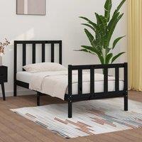 Berkfield Home Bed Frame Black Solid Wood 75x190 cm Small Single