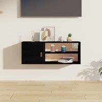Berkfield Home Wall Cabinet Black 80x30x30 cm Solid Wood Pine | Size: 80 x 30 x 30 cm