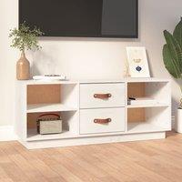 Berkfield Home TV Cabinet White 100x34x40 cm Solid Wood Pine | Size: 100 x 34 x 40 cm
