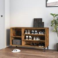 Berkfield Home Shoe Cabinet Smoked Oak 102x36x60 cm Engineered Wood in Brown | Size: 102 x 36 x 60 cm