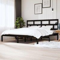 Berkfield Home Bed Frame Black Solid Wood Pine 200x200 cm