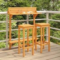 Berkfield Home 3 Piece Balcony Bar Set Solid Acacia Wood in Brown