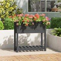 Berkfield Home Planter with Shelf Grey 82.5x34.5x81 cm Solid Wood Pine