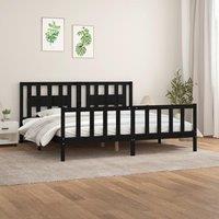 Berkfield Home Bed Frame with Headboard Black Solid Wood Pine 200x200 cm