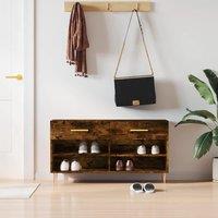 Berkfield Home Shoe Bench Smoked Oak 102x35x55 cm Engineered Wood in Brown | Size: 102 x 35 x 55 cm