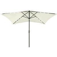 Berkfield Home Parasol with LEDs & Steel Pole Sand 2x3 m in Beige