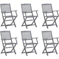 Berkfield Home Folding Outdoor Chairs 6 pcs Solid Acacia Wood in Grey
