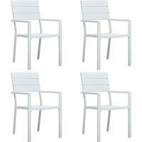 Berkfield Home Garden Chairs 4 pcs White HDPE Wood Look