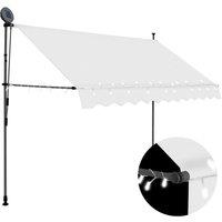 Berkfield Home Manual Retractable Awning with LED 250 cm Cream in Beige