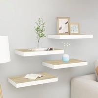 Berkfield Home Floating Wall Shelves 4 pcs Oak & White 40x23x3.8 cm MDF in Brown