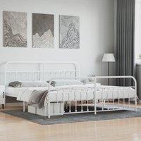 Berkfield Home Metal Bed Frame with Headboard & Footboard White 193x203 cm