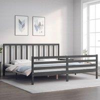 Berkfield Home Bed Frame with Headboard Grey 200x200 cm Solid Wood