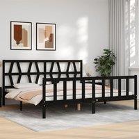Berkfield Home Bed Frame with Headboard Black 200x200 cm Solid Wood