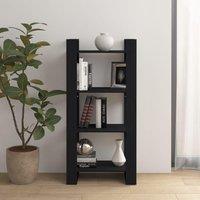 Berkfield Home Book Cabinet/Room Divider Black 60x35x125 cm Solid Wood | Size: 60 x 35 x 125 cm