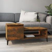 Berkfield Home Coffee Table Smoked Oak 100x50x45 cm Engineered Wood in Brown | Size: 100 x 50 x 45 cm
