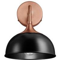 Chelsea Dome Wall Light, 8 Inch, Black, Copper Holder