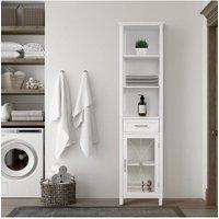 Teamson Home Delaney Bathroom Wooden Multi Functional Linen Cabinet Whites in White