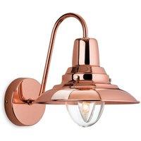 Netlighting Fisherman 1 Light Indoor Dome Wall Light Copper Clear Glass E14 in Brown