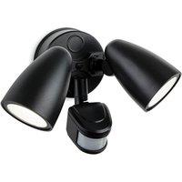 Netlighting Security Outdoor Integrated LED PIR Motion Sensor Twin Wall Spotlight Black IP54