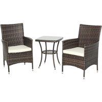 OUTSUNNY Rattan Bistro Set Garden Chair Table Patio Outdoor, Brown