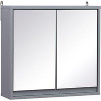 HOMCOM Wall Mounted Mirror Cabinet w/ Storage Shelf Bathroom Cupboard in Grey
