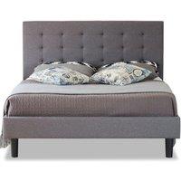 Modernique Fabric Bed with High Headboard, Slatted Wooden Sprung Bed Base in Grey | Size: Single