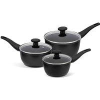 Prestige Thermo Smart Saucepan Set Non Stick Induction Hob Pans - Pack of 3 in Black