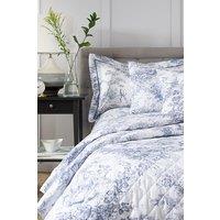 The Lyndon Company Toile De Jouy Luxurious 200 Thread Count 100% Cotton Duvet Cover in Blue | Size: Single