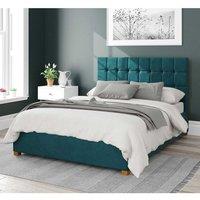 Aspire Sinatra Upholstered Ottoman Storage Bed, Plush Velvet Fabric in Emerald | Size: Small Double