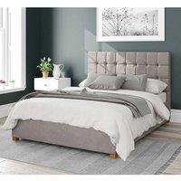 Aspire Sinatra Upholstered Ottoman Storage Bed, Plush Velvet Fabric in Silver | Size: Double
