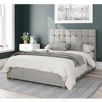 Aspire Sinatra Upholstered Ottoman Storage Bed, Plush Velvet Fabric in Light Grey | Size: King