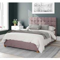 Aspire Sinatra Upholstered Ottoman Storage Bed, Plush Velvet Fabric in Rose | Size: Single
