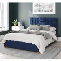 Aspire Sinatra Upholstered Ottoman Storage Bed, Plush Velvet Fabric in Navy | Size: Super King