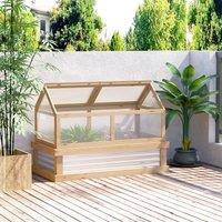 OUTSUNNY Raised Garden Bed Kit Wooden Cold Frame Planter Protection in Natural
