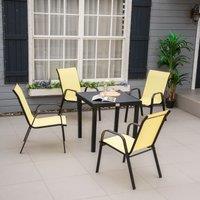 OUTSUNNY Set of 4 Garden Dining Chair Set Outdoor with High Back Armrest in Beige | Size: 4 Pack