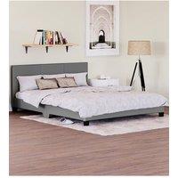Home Discount Vida Designs Lisbon King Size Faux Leather Bed Frame UKFR Fabric in Grey