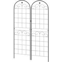 OUTSUNNY Set of 2 Metal Trellis for Climbing Plants in Black