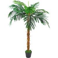 Leaf 130cm Artificial Princess Palm Tree Natural Trunk in Green