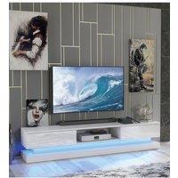 Creative Furniture Bloom TV Unit 180cm - A Functional & Contemporary Cabinet with Gloss Doors & LED Lights in White