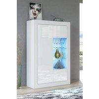 Creative Furniture Arcadia Display Cabinet 140cm - A Compact & Sleek Cabinet with Glass Shelves & LED Lights in White