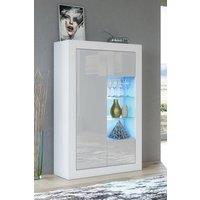 Creative Furniture Arcadia Display Cabinet 140cm - A Compact & Sleek Cabinet with Glass Shelves & LED Lights in Grey