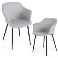 Costway Set of 2 Dining Chairs Upholstered Armless Accent Chair With Ergonomic Backrest in Off-White