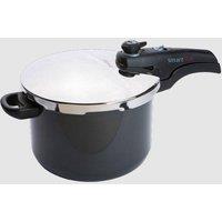 Prestige Smart Plus Pressure Cooker Induction 6L, Hard Anodised Aluminium, Cooks 70% Faster in Black