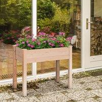 OUTSUNNY Garden Wooden Planter Flower Raised Bed Herb Grow Box Container in Natural