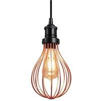 Brooklyn Balloon Cage Pendant, 6 Inch, Copper, Black Holder