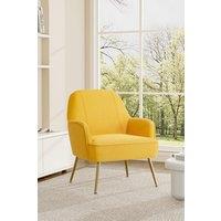 Yellow Warp-Knitted Velvet Upholstered Armchair with Gold Metal Legs