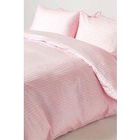 Homescapes Egyptian Cotton Stripe Duvet Cover & Pillowcase 330 TC in Pink | Size: King