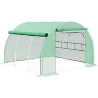 OUTSUNNY Polytunnel Greenhouse with Roll-up Side Walls in Green