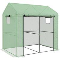 OUTSUNNY Walk-in Green House with Roll-up Door & Mesh Windows, 200x140x200cm | Size: 200 x 140 x 200 cm
