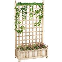 OUTSUNNY Raised Garden Bed with Trellis Garden Planters Indoor Outdoor Brown in Natural